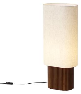 Lampada da terra Japandi in legno di noce con paralume in tessuto 70cm - Lamel