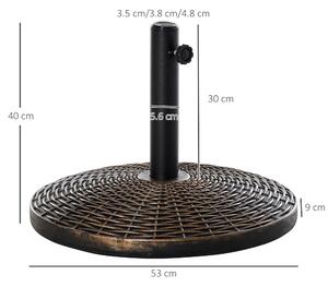 Outsunny Base per Ombrellone Rotonda in Plastica Effetto Rattan da 25kg per Pali da 35mm, 38mm, 48mm