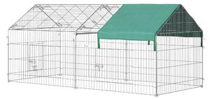 PawHut Recinto per Animali con Telo di Copertura in Acciaio con Porte, 220x103x103cm|Aosom