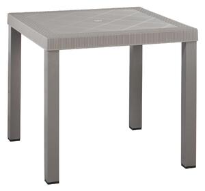 Tavolo da giardino Brio NEW GARDEN in acciaio con piano in polipropilene grigio / argento per 4 persone 80x80cm