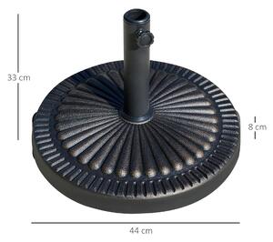 Outsunny Base per Ombrellone Rotonda da 14.28kg in Resina con Decorazione, per Pali da 38mm e 48mm, Φ44x33cm, Bronzo
