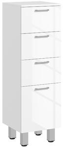 Kleankin Mobiletto Bagno in Truciolato con 4 Cassetti e Base Rialzata, 30x30x93 cm, Bianco|Aosom