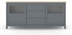 Cassettiera verde polveroso in pino massiccio 180x80x40 cm Misti – Marckeric