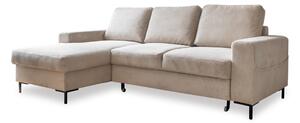 Divano letto in velluto a coste beige (angolo sinistro) Lofty Lilly - Miuform