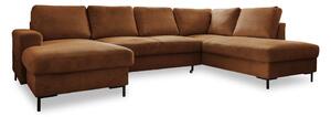 Divano letto in velluto a coste arancio-marrone (angolo destro) Lofty Lilly - Miuform