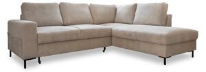 Divano letto angolare in velluto a coste beige (angolo destro) Lofty Lilly - Miuform