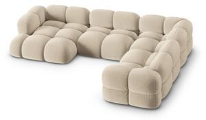 Divano angolare beige (con penisola a destra/a U) con rivestimento in velluto Loretto – Cosmopolitan Design