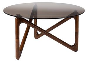 Tavolino da salotto rotondo marrone con piano in vetro ø 80 cm Naia – Dutchbone