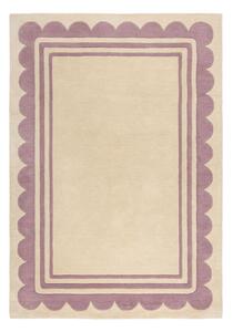 Tappeto in lana tessuto a mano di colore viola-naturale 120x170 cm Lois Scallop - Flair Rugs
