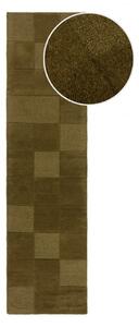 Passatoia in lana kaki tessuta a mano 60x230 cm Checkerboard - Flair Rugs
