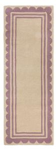 Passatoia in lana tessuta a mano di colore viola-naturale 80x230 cm Lois Scallop - Flair Rugs
