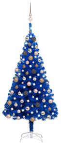 Set Albero Natale Artificiale con LED e Palline Blu 120 cm PVC