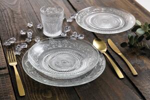 Servizio piatti eleganti da tavola in vetro trasparente 18 pezzi Imperial