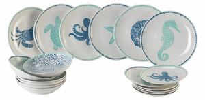 Servizio piatti da tavola in porcellana decorata 18 pezzi Cote D'azur