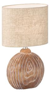 Lampada da tavolo marrone/beige in ceramica con paralume in tessuto (altezza 39 cm) Tobse – Fischer & Honsel