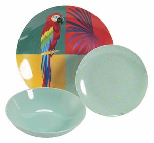 Servizio piatti da tavola in porcellana 18 pezzi Parrot Groove