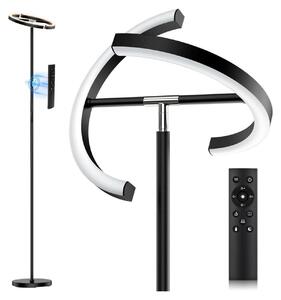 Lampada da terra SIBRILLE 20W, LED dimmerabile, nera, moderna, 1300LM, bianco caldo/bianco freddo, con telecomando, funzione touch, per ufficio e soggiorno