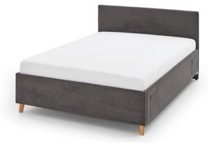Letto da bambini color antracite imbottito con contenitore con rete inclusa 120x200 cm Cool – Meise Möbel