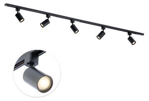 Qub Focus III - Sistema di binari LED - Nero - Monofase - 200 cm - 5 faretti GU10 - Forma a I