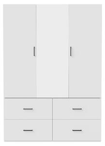 ARMADIO REMZETTA, 130 x 51,8 x 181,5 cm, 3 ante con specchio, 4 cassetti e 2 aste appendiabiti, armadio da ingresso con ampio spazio di stoccaggio, armadio per la camera da letto, bianco