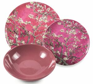 Servizio di piatti da tavola lavorazione artigianale orientale 18 pezzi Japanese Dream Rosa