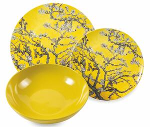 Servizio di piatti da tavola lavorazione artigianale orientale 18 pezzi Japanese dream giallo Servizio 18 pezzi