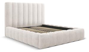 Letto matrimoniale imbottito crema con spazio contenitivo e rete 160x200 cm Kelp - Micadoni Home