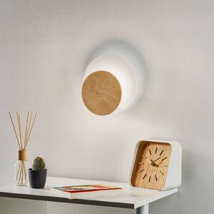 EMIBIG LIGHTING Applique Circle in bianco, decoro di legno chiaro