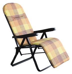 Sedia sdraio in acciaio con schienale e poggiapiedi reclinabili e cuscini Firenze - Green