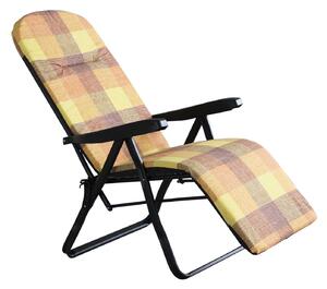 Sedia sdraio in acciaio con schienale e poggiapiedi reclinabili e cuscini Firenze - Green