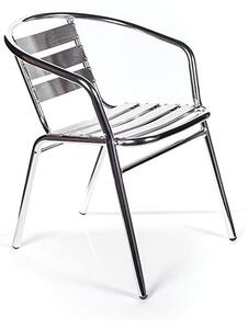 Sedia impilabile in alluminio da esterno cortile giardino bar e pub con braccioli Alu