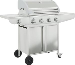 Barbecue a gas con 5 bruciatori, in acciaio inossidabile, colore argento