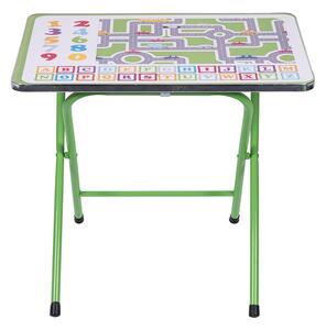 Scrivania set mini tavolo e sedia pieghevoli con struttura in metallo decorato per bambini - Bianco - Jungle