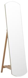 Specchio da terra legno chiaro MDF 50 x 150 cm con mensola cornice decorativa design moderno Beliani