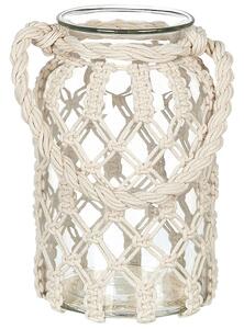 Lanterna in vetro per candela stile boho macramè barattolo di vetro decorazione per interni 31x20cm Beliani