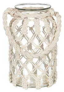 Lanterna in vetro per candela stile boho macramè barattolo di vetro decorazione per interni 28x18cm Jalebi Beliani