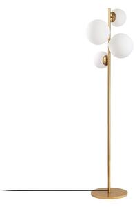 Lampada da terra bianca/color ottone con paralume in vetro (altezza totale 162 cm) Fazli – Opviq lights