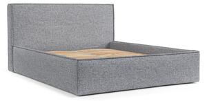 Letto matrimoniale imbottito grigio con contenitore con rete inclusa 200x200 cm Lounge L – Maison de Rêve