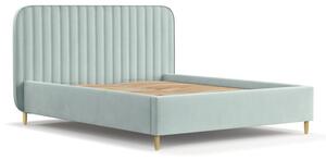 Letto matrimoniale imbottito color menta con spazio contenitivo e rete 140x200 cm Noto - Maison de Rêve