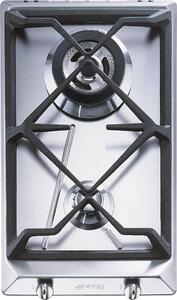 Smeg Piano Cottura 2 Fuochi a Gas da Incasso 30 cm Griglie in Ghisa colore Acciaio Inox - SRV532GH3