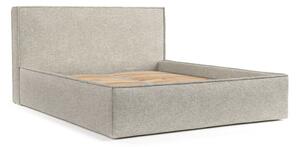 Letto matrimoniale imbottito grigio chiaro con contenitore con rete inclusa 180x200 cm Lounge L – Maison de Rêve