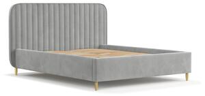 Letto matrimoniale imbottito grigio con spazio contenitivo e rete 180x200 cm Noto - Maison de Rêve