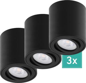 Set di 3 faretti da superficie Oktaplex in alluminio orientabili con modulo LED 2700K bianco caldo - faretto da superficie nero