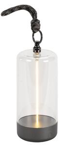 Konstsmide Edison 7849-370 | Lampada da tavolo/lanterna XS | grigio scuro | Interno/Esterno | 7 x 7 x 14,5 cm | con gancio magnetico incluso