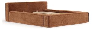 Letto matrimoniale imbottito arancione con contenitore e rete inclusi 160x200 cm Voliera – Maison de Rêve