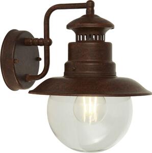 Lampada da parete per esterni in metallo e vetro H: 27 cm IP44 marrone ruggine E27 Maritim wall light
