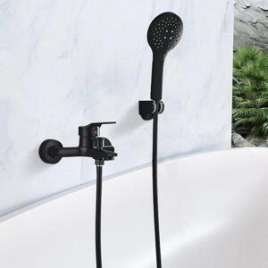 Rubinetteria da bagno nera con doccetta e comando monocomando