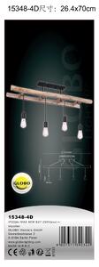 Lampadario Industriale Irmgard marrone chiaro in legno, 4 luci