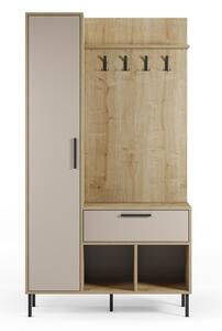 Set da ingresso effetto rovere con decoro crema-naturale 108x195x35 cm Heidy - Marckeric