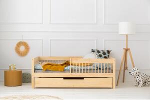 Letto da bambini estraibile di colore naturale con contenitore con rete inclusa 90x200 cm CPW – Adeko